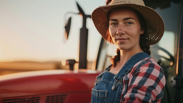 Kostenloses Foto frau, die im ländlichen landwirtschafts- und landwirtschaftssektor arbeitet, um frauen im arbeitsfeld zum tag der arbeit zu feiern.