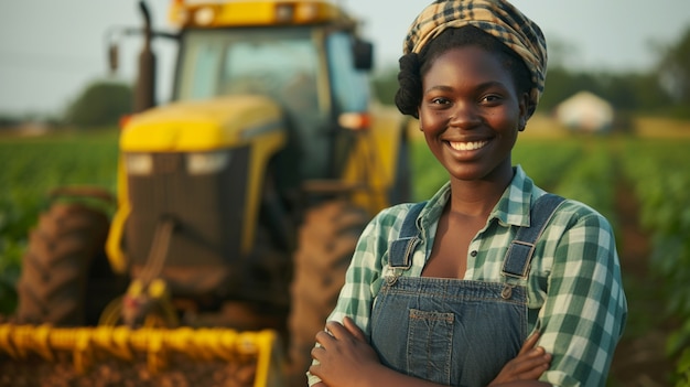 Frau, die im ländlichen Landwirtschafts- und Landwirtschaftssektor arbeitet, um Frauen im Arbeitsfeld zum Tag der Arbeit zu feiern.