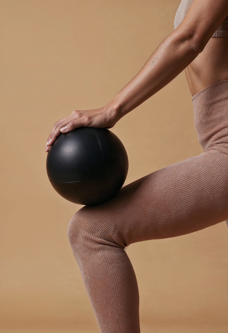 Kostenlose Foto frau, die mit ausrüstung fitness macht