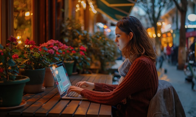 Frau in mittlerer Aufnahme, die als digitale Nomadin lebt