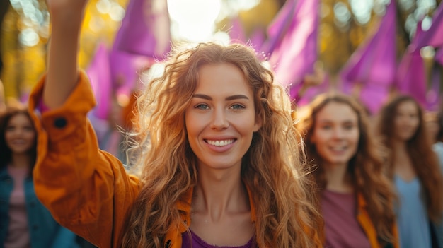 Frauen, die am Frauentag für ihre Rechte protestieren