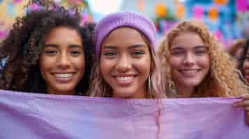 Kostenloses Foto frauen, die am frauentag für ihre rechte protestieren