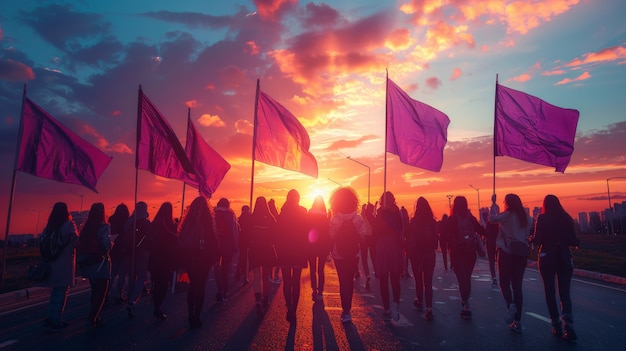 Kostenloses Foto frauen, die am frauentag für ihre rechte protestieren