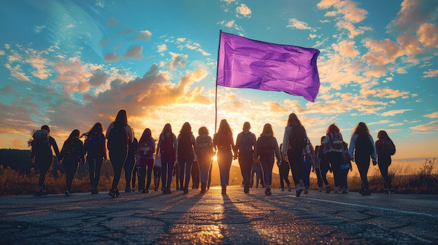 Frauen, die am Frauentag für ihre Rechte protestieren