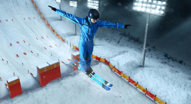 Freestyle-Skifahren in der Luft