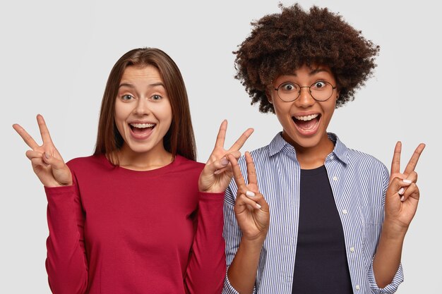 Freudige Frauen gemischter Rassen haben Spaß zusammen