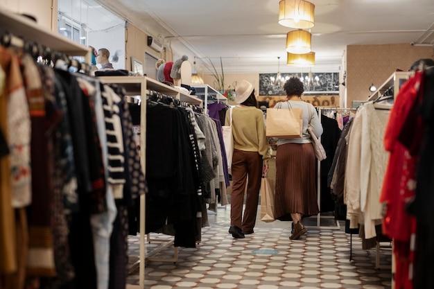 Freunde, die im Second-Hand-Markt einkaufen