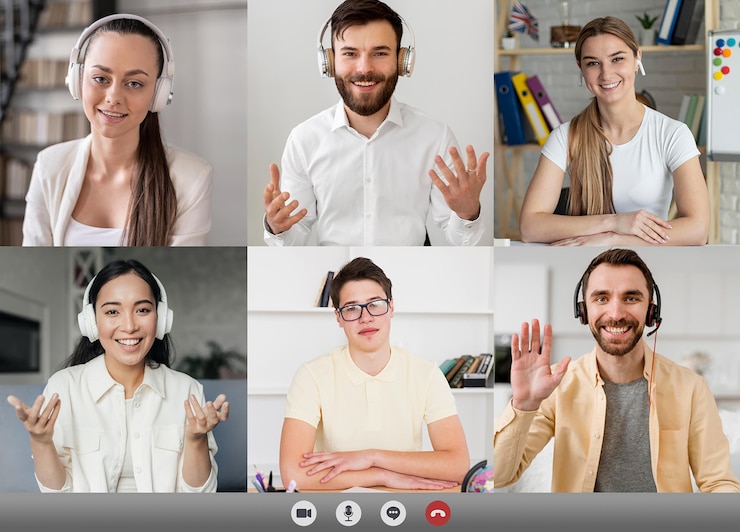 Kostenlose Foto freunde oder familienmitglieder, die einen videogespräch führen, um sich zu informieren