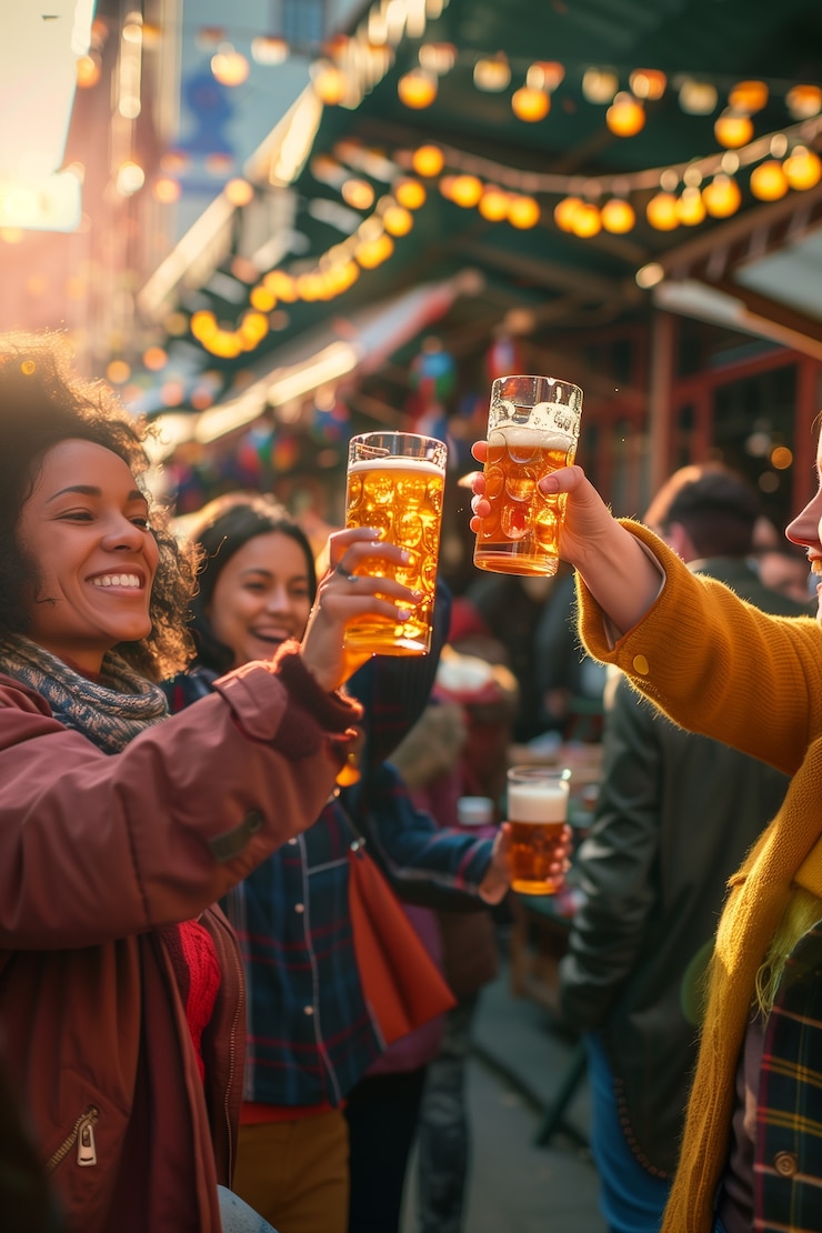 Kostenlose Foto freunde trinken bier zum oktoberfest