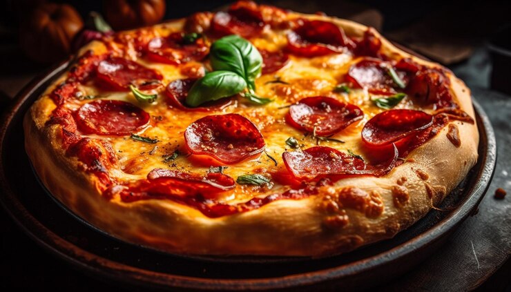 Kostenlose Foto frisch gebackene gourmet-pizza mit tomate und mozzarella, generiert von ki