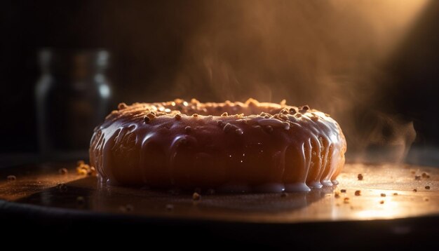 Kostenloses Foto frisch gebackener donut mit schokoladenglasur und streuseln, die von ki generiert wurden