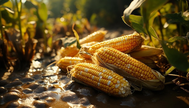 Frische Bio-Maiskolben, ein Sommergenuss für Vegetarier, generiert durch künstliche Intelligenz