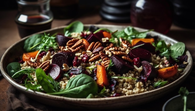 Frische Bio-Salatschüssel eine gesunde Vorspeise, die von KI generiert wird