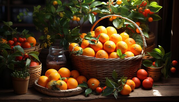 Frische der Natur, Fülle von Bio-Zitrusfrüchten, gesunde Ernährung, vegetarische Ernährung, generiert durch künstliche Intelligenz