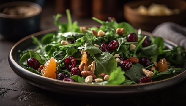 Kostenloses Foto frische, gesunde gourmet-salat-bio-vegetarier-mahlzeit, die von ki erzeugt wird