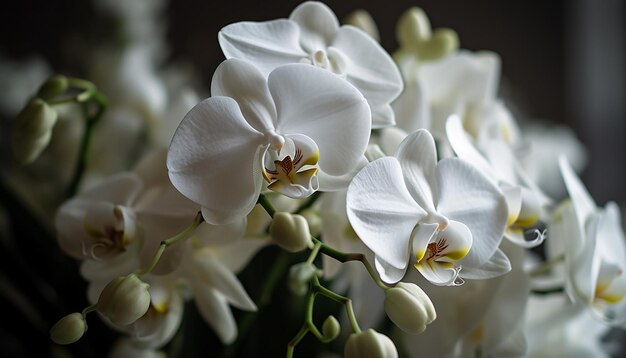 Frische Orchideenblüten-Eleganz im Naturdesign, generiert durch KI