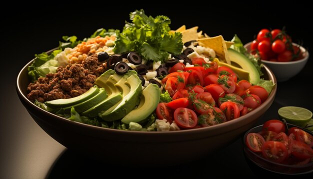 Frische und Gesundheit in einer vegetarischen Gourmet-Salatschüssel, generiert durch künstliche Intelligenz