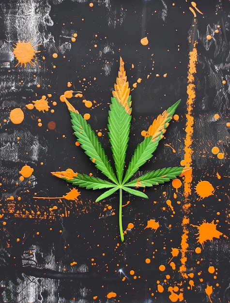 Frische und lebendige grüne Marihuanablätter auf einem abwechslungsreichen Hintergrund