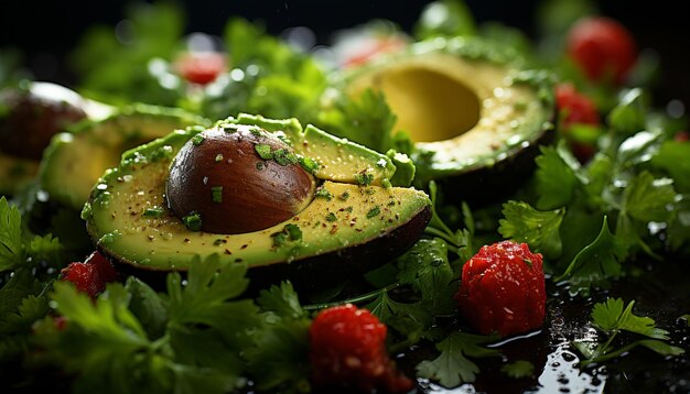 Frische und Natur auf einem Teller, gesunde Gourmet-Salatmahlzeit, generiert durch künstliche Intelligenz