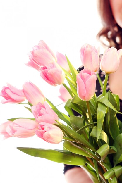 Frische und schöne rosa Tulpe