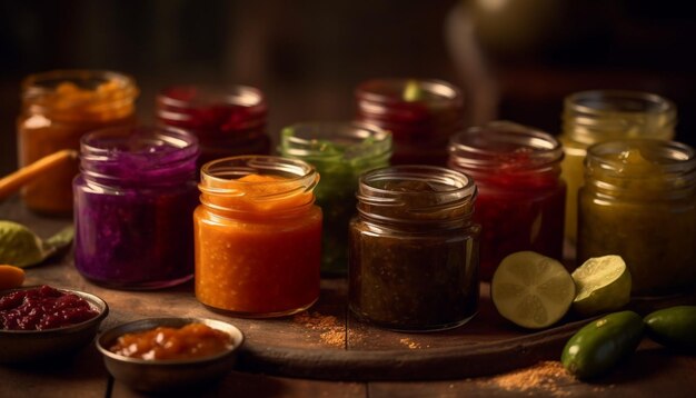 Frische vegetarische Bio-Mahlzeit mit lebendigen Sommerfarben, die von KI generiert werden