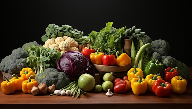Frische von Bio-Gemüse, gesunde Ernährung, vegetarische Lebensmittelvariation, generiert durch künstliche Intelligenz