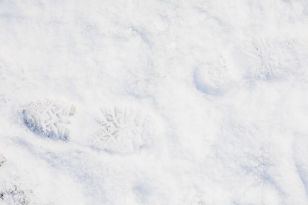 Frischer Fußabdruck auf Schnee