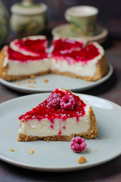 Frischer Himbeerkäsekuchen