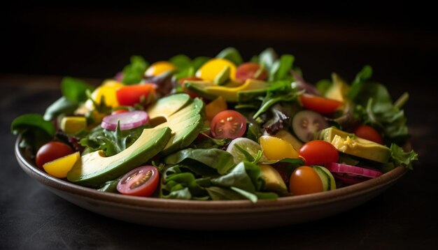 Kostenloses Foto frischer salatteller mit gesunden, von ki generierten bio-zutaten