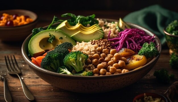 Kostenloses Foto frischer vegetarischer salat mit quinoa und avocado, generiert von ai