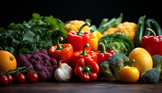 Kostenloses Foto frisches gemüse auf holztisch, gesunde ernährung, bio-sorte, erzeugt durch künstliche intelligenz