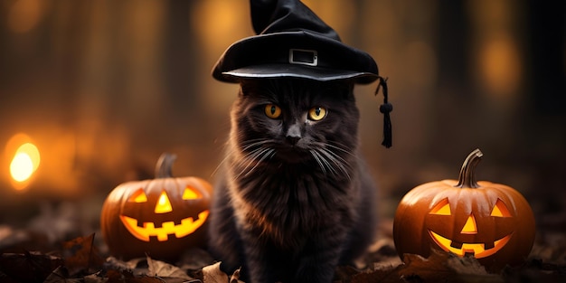 Fröhliche Halloween-schwarze Katze