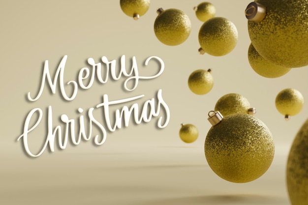 Kostenloses Foto frohe weihnachten-banner mit goldenen kugeln