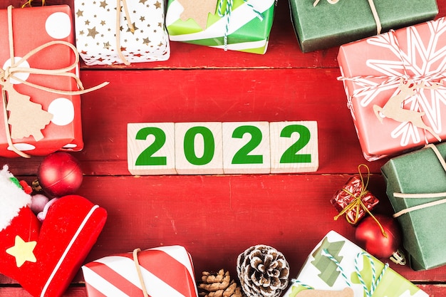 Frohes neues jahr 2022 weihnachten 2022 weihnachtsgeschenke in festlicher atmosphäre