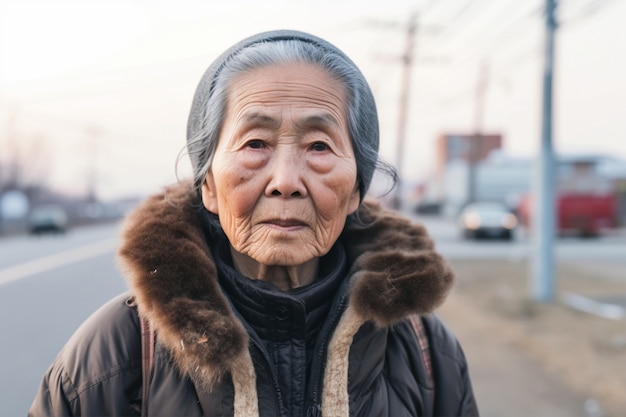 Kostenloses Foto frontansicht ältere frau mit starken ethnischen merkmalen