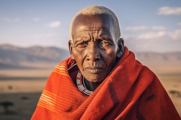 Frontansicht älterer Mann mit starken ethnischen Merkmalen