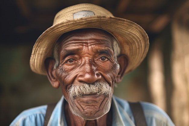 Frontansicht alter Mann mit starken ethnischen Merkmalen