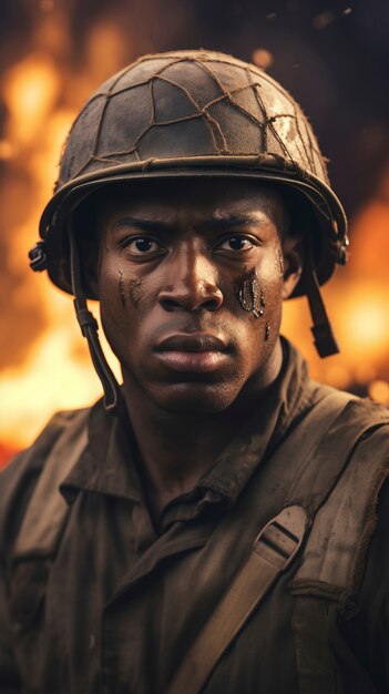 Frontansicht eines Soldaten, der während des Krieges kämpft