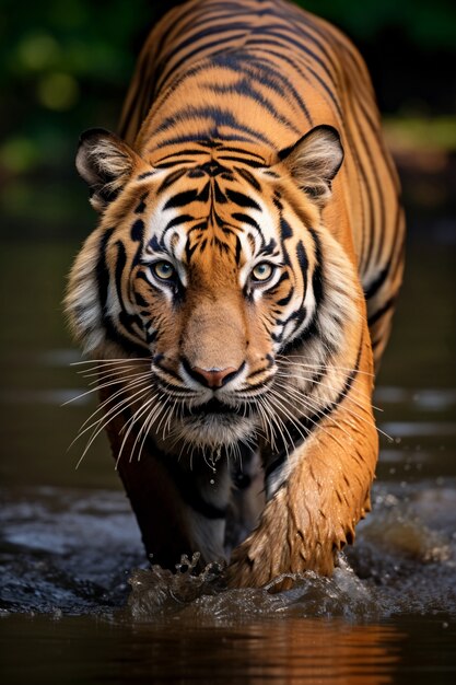 Frontansicht eines wilden Tigers in der Natur