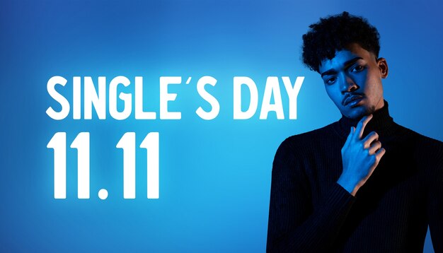 Frontansicht Mann Single's Day Banner