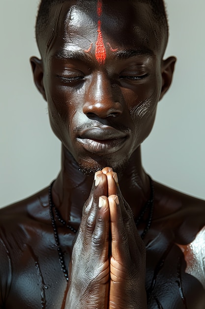 Kostenloses Foto frontansicht schwarzer mann, der yoga übt