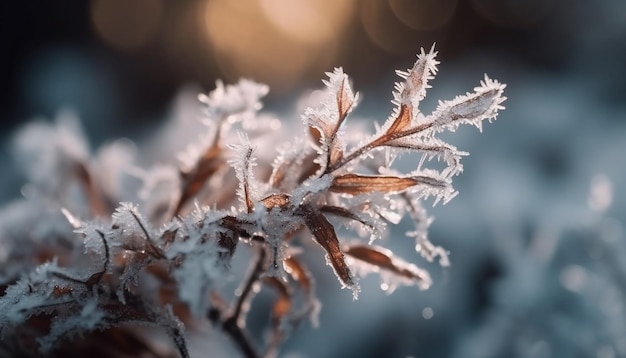 Kostenloses Foto frostiger kiefernzweig in der schönheit des winterwaldes, der von ki erzeugt wird