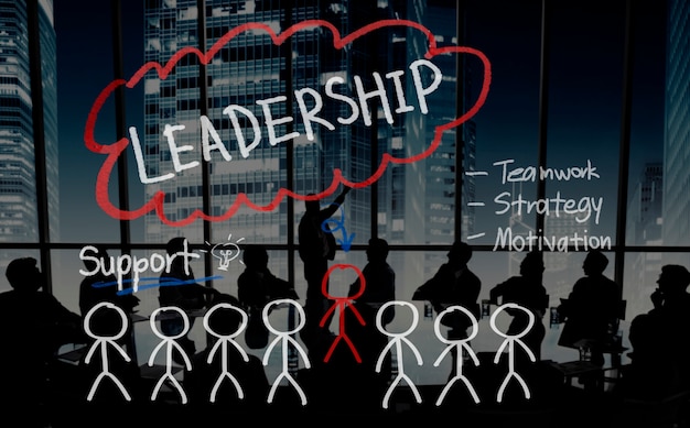 Führungs-Teamwork-Management-Stützstrategie-Konzept