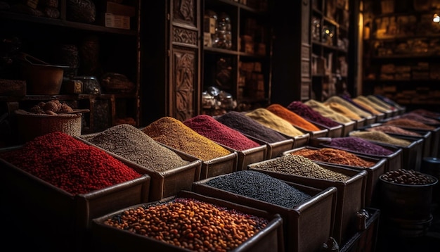 Kostenloses Foto fülle an gewürzen im laden, gesundes kochen durch ki