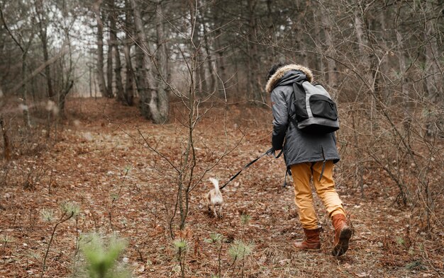 Full Shot Traveller Wanderhund im Wald