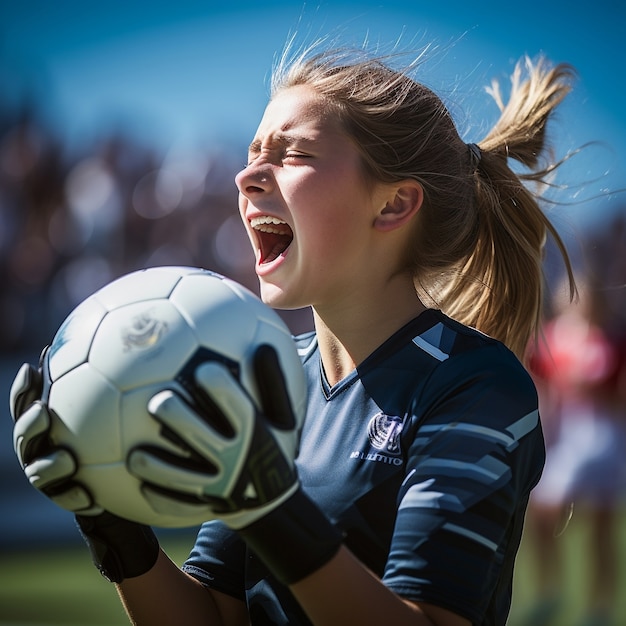 Kostenloses Foto fußballspieler mit ball während des spiels