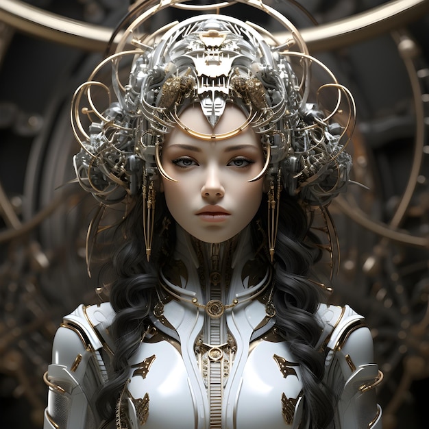 Futuristische Science-Fiction-Frauenporträts