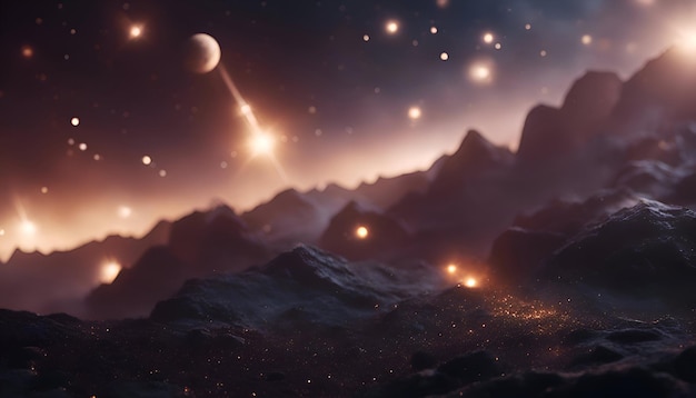 Kostenloses Foto futuristische weltraumlandschaft mit planeten und sternen 3d-rendering