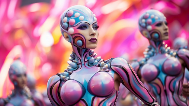 Futuristischer Charakter auf einem Karnevalporträt