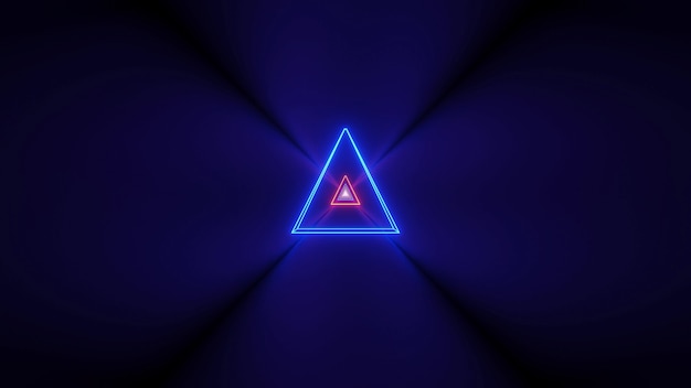 Futuristischer Hintergrund mit leuchtenden abstrakten Neonlichtern und einer Dreiecksform in der Mitte